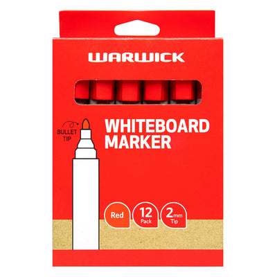 WARWICK BY231601 Whiteboard Marker Red Bullet Tip Box 12