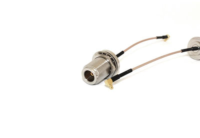 RF Elements N-Type Female Bulkhead to MMCX Male Right Angle 100mm Coax Pigtail
