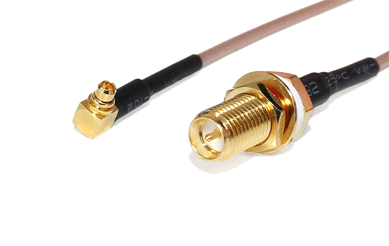 MikroTik P-61 - MMCX Right Angle to RP-SMA Female Bulkhead 26cm Coax Pigtail