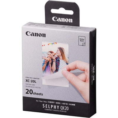 Canon SELPHY XC-20L Card Size Photo Paper (54 x 85mm) - 20 Sheets for Canon Photo Printer QX20