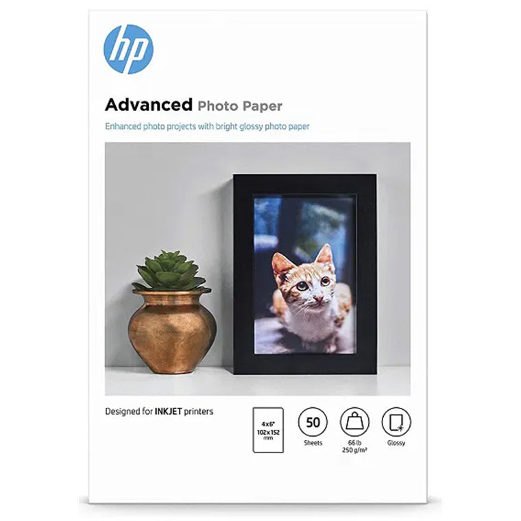 HP Advanced 10x15cm Glossy 250gsm Photo Paper - 50 Sheets