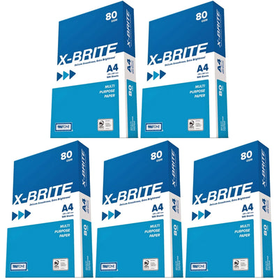 X-Brite 5 Reams Box Copy Paper PEFC A4 210X297 LG 80gsm 500 Per Ream 2500 Per Box
