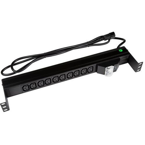 DYNAMIX RPR-IEC-10A10H - 10 Outlet Horizontal Power Rail (10A IEC C13) 6KA C-Curve Circuit Breaker