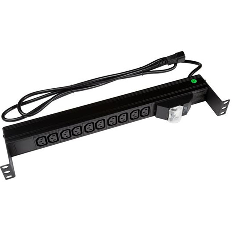 DYNAMIX RPR-IEC-10A10H - 10 Outlet Horizontal Power Rail (10A IEC C13) 6KA C-Curve Circuit Breaker