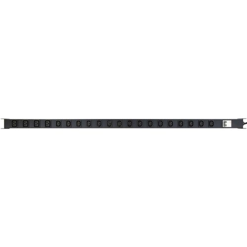 Dynamix RPR-IEC-16A20V 20 Outlet Vertical Power    Rail  (16x 10A IEC C13 & 4x 16A IEC C19) with 6KA C-Curve Circuit Breaker - Integrated 2m power cord (16A IEC C20) 0RU - Colour Black
