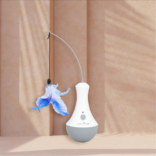 Aclium Spinning Tumbler With Teaser for Cat Silent motor and timed play for a pet-friendly experience