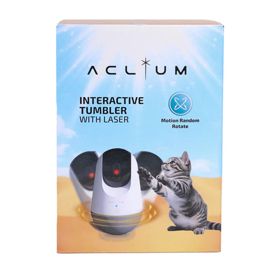 Aclium Cat Interactive Tumbler With Laser Motion Random Rotate Rotating teaser entices cats with unpredictable movements