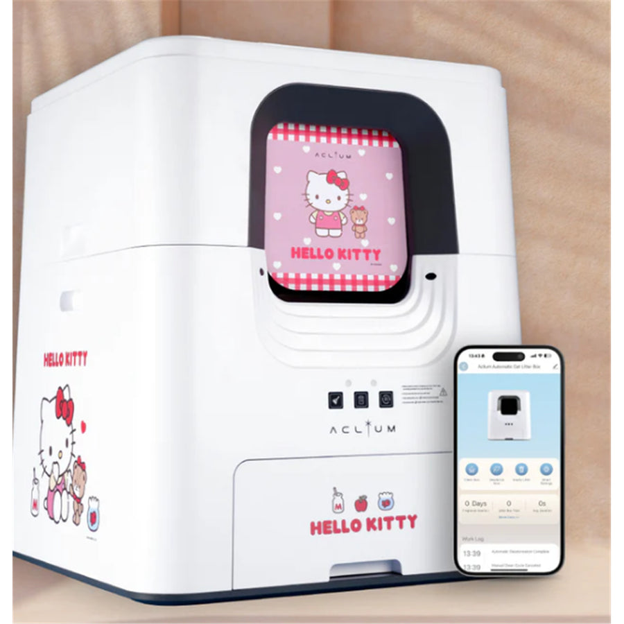Aclium Hello Kitty Edition Self-Cleaning Automatic Cat Litter Box Odor Removal/APP Control (2.4GHz Wifi)