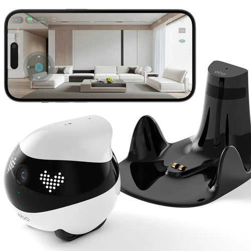Enabot Air 2 Companion Robot (White) designed for pets, families A 2K  mobile pet/home security cam with  Two-Way Audio with AI Noise Cancellation, IR-CUT Night Vision