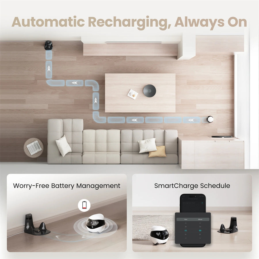 Enabot Air 2 Companion Robot (White) designed for pets, families A 2K  mobile pet/home security cam with  Two-Way Audio with AI Noise Cancellation, IR-CUT Night Vision