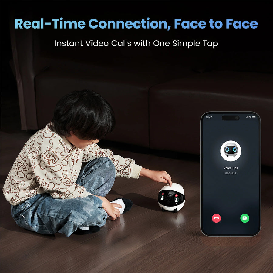 Enabot Air 2 Plus Family Companion Robot (White) designed for  families,pets, Two-Way Video Communication,Vivid 3K Resolution,Smart AI Tracking,Responsive AI Assistant,Long-Lasting Battery