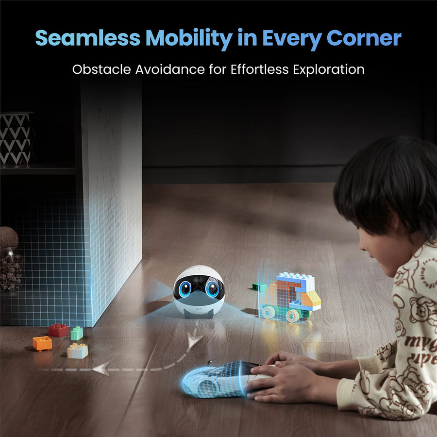 Enabot Air 2 Plus Family Companion Robot (White) designed for  families,pets, Two-Way Video Communication,Vivid 3K Resolution,Smart AI Tracking,Responsive AI Assistant,Long-Lasting Battery