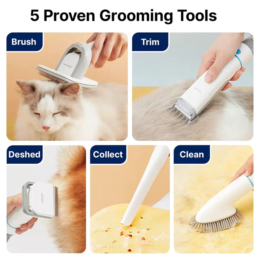 Neakasa P2 Pro Dog Cat Grooming Kit with Vacuum 2L Large for Multi-pet Family, 10500pa Strong Suction Power, 52dB Low Noise Design, 5 Proven Grooming Tools