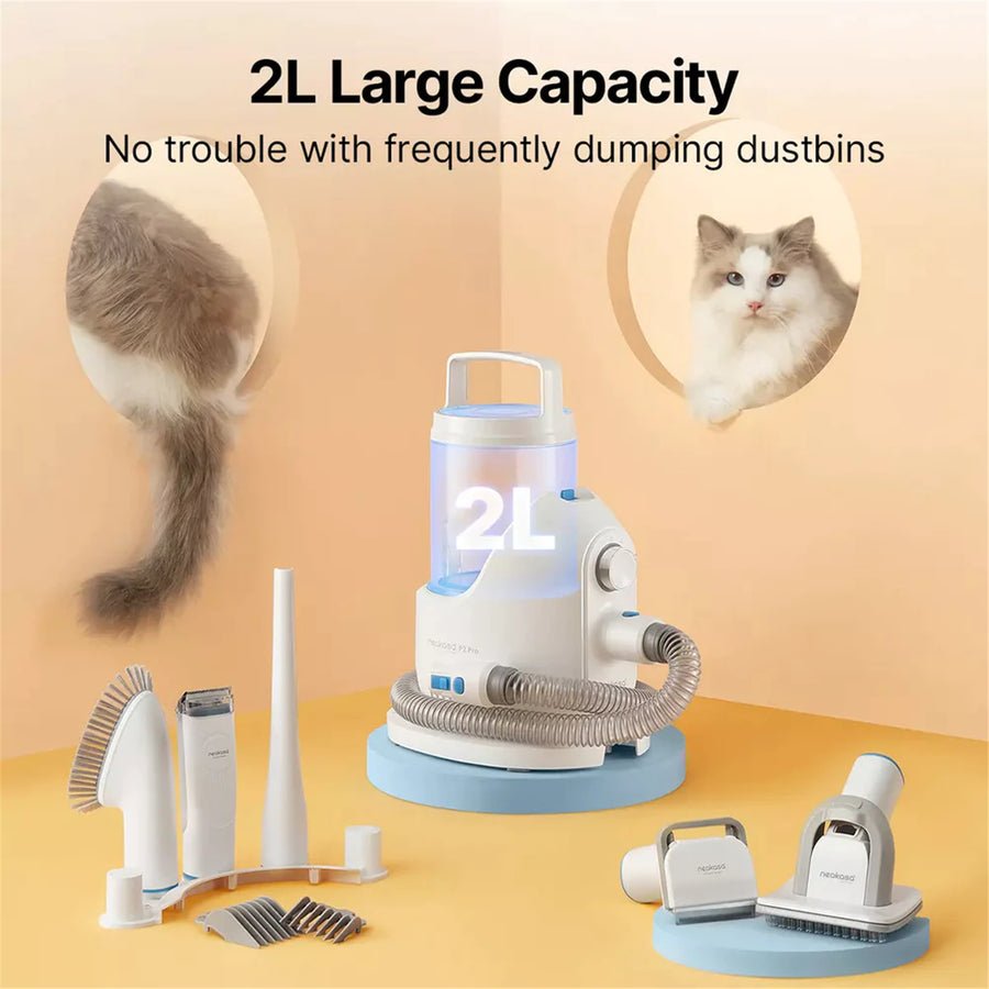 Neakasa P2 Pro Dog Cat Grooming Kit with Vacuum 2L Large for Multi-pet Family, 10500pa Strong Suction Power, 52dB Low Noise Design, 5 Proven Grooming Tools