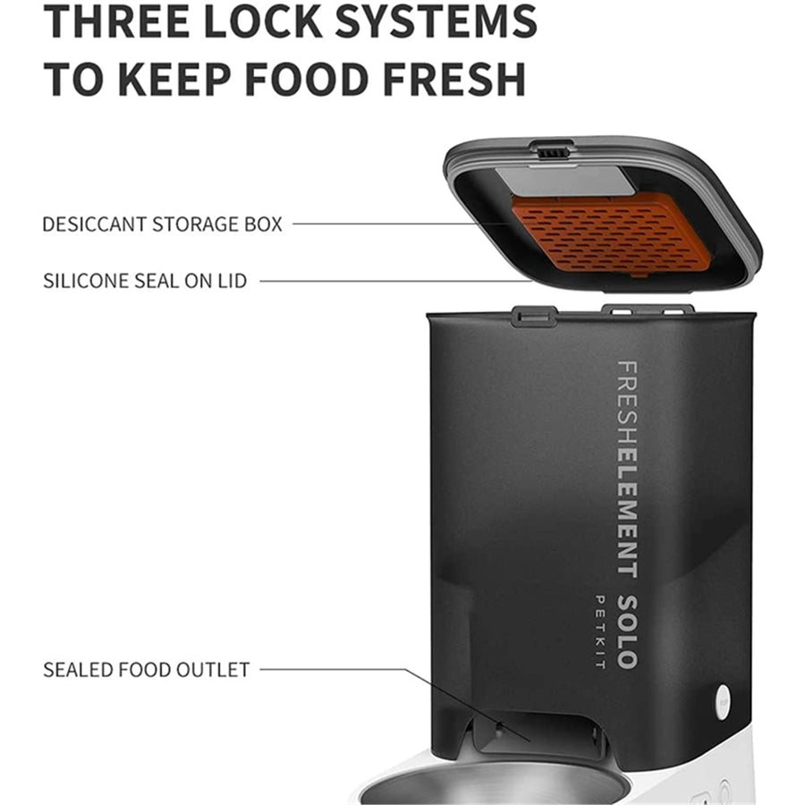Petkit Fresh Element SOLO Smart Pet Feeder (Dark Grey) Compatible with mixed-food type - Connect via both Wi-Fi(2.4GHz) and Bluetooth, onstructed out of premium 304 Stainless steel and food-grade ABS