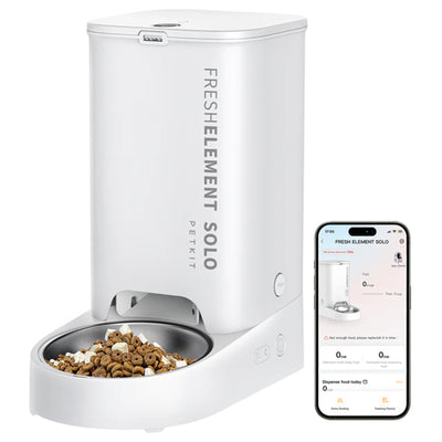 Petkit Fresh Element SOLO Smart Pet Feeder (White) Compatible with mixed-food type Connect via both Wi-Fi(2.4GHz) and Bluetooth, constructed out of premium 304 Stainless steel and food-grade ABS