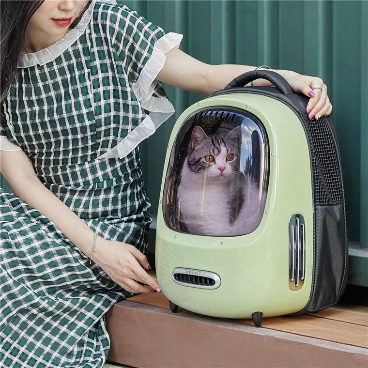 Petkit EVERTRAVEL Pet Backpack (Green) for Cats and Puppies Comfort with Padded Strap for Travel, Hiking, Walking & Outdoor, Lightweight and Spacious