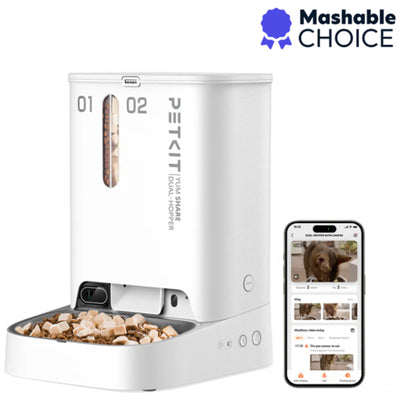 Petkit Yumshare Dual Hopper Automatic Cat Feeder with Camera, 1080P HD Video with Night Vision with 2-Way Audio, Smart App Control Cat Food Dispenser, 2.4G WiFi/Anti-Stick Bowl
