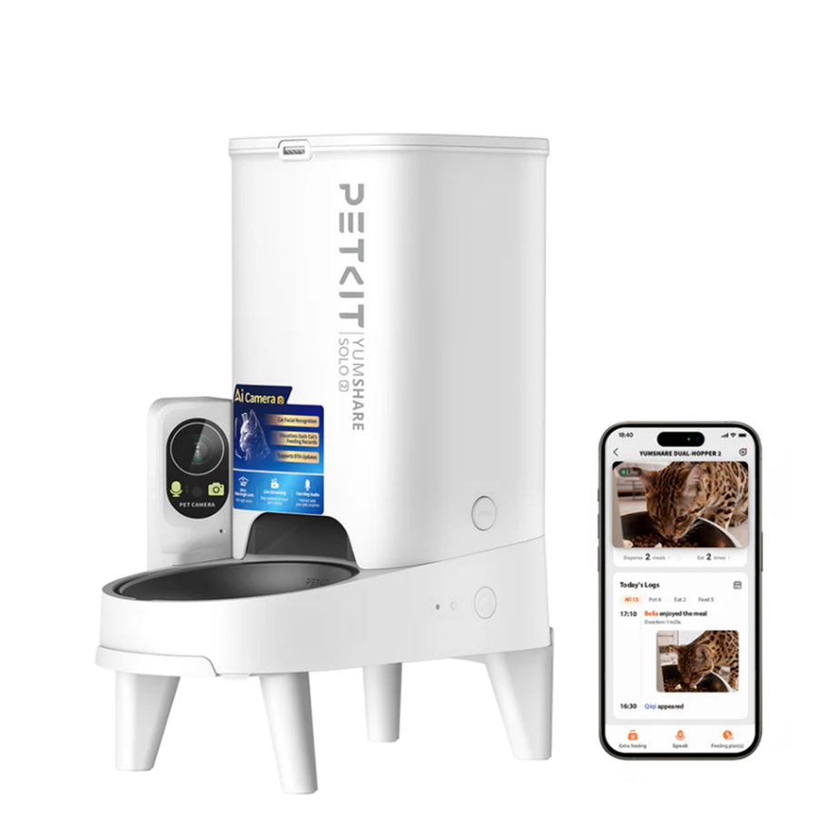 Petkit Yumshare Solo 2 Automatic Feeder with Camera AI-powered feeder handles scheduled meals for up to 15 pets.