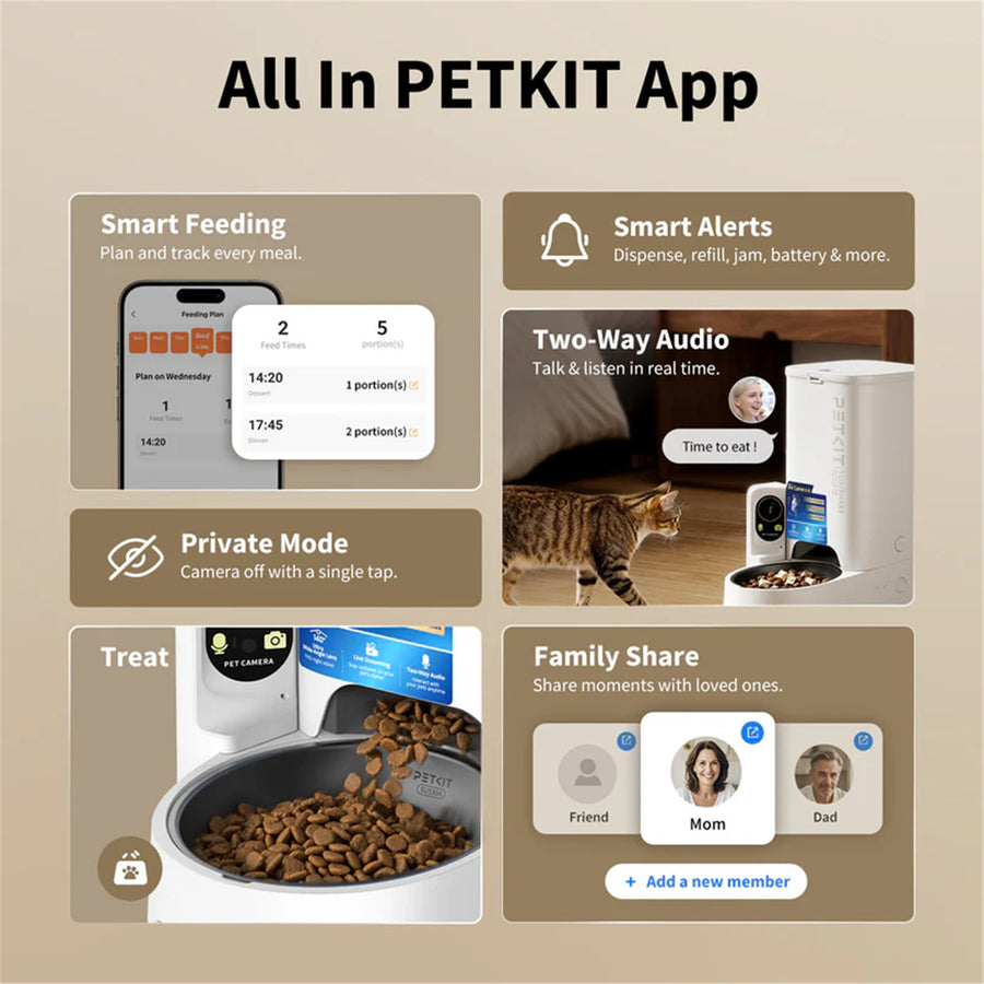 Petkit Yumshare Solo 2 Automatic Feeder with Camera AI-powered feeder handles scheduled meals for up to 15 pets.