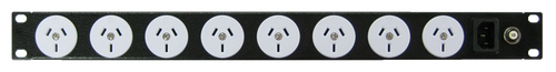 RackPower Power Strip: 8x 10A 3pin outlets, 19" 1U, 10A Thermal Overload, 3m 1mm2 front entry lead, 10A 3 pin Plug