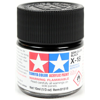 Tamiya Tamiya 81518 - X18 ACRYLIC 10ML SEMIGLOSS BLK
