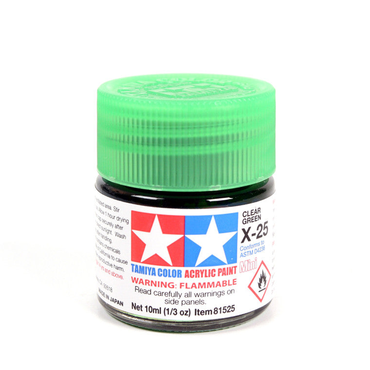Tamiya Tamiya 81525 - X25 ACRYLIC 10ML CLEAR GREEN