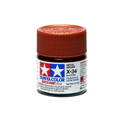 Tamiya X-34 Acrylic Mini Paint - Metal Brown - 10ml