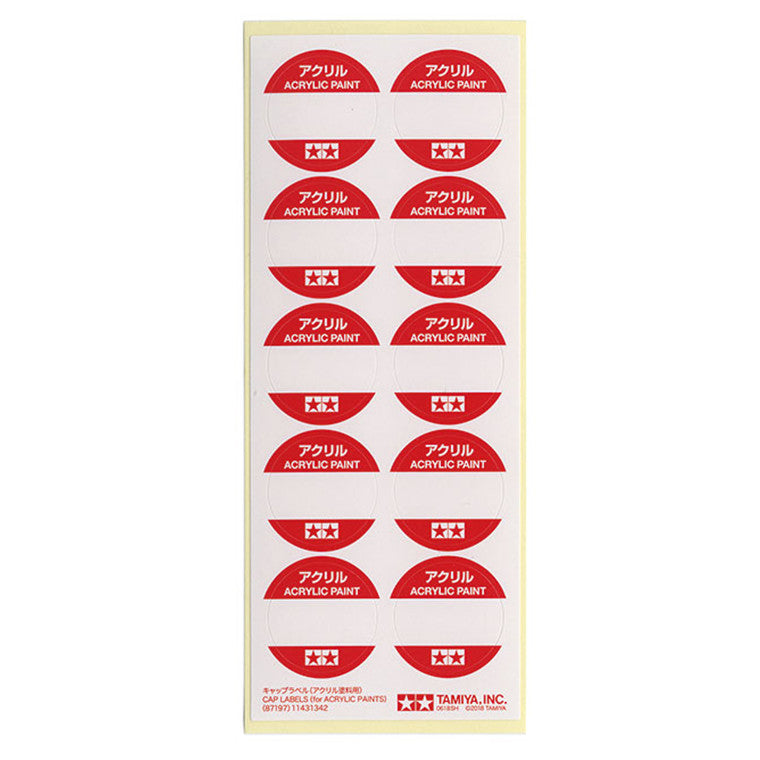 TAMIYA CAP LABELS ACRYLIC PAINTS