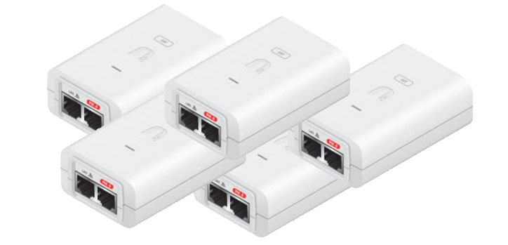 POE-24-24W-5P - Ubiquiti 24v 1A Gigabit Power Over Ethernet Supply White 5-pack