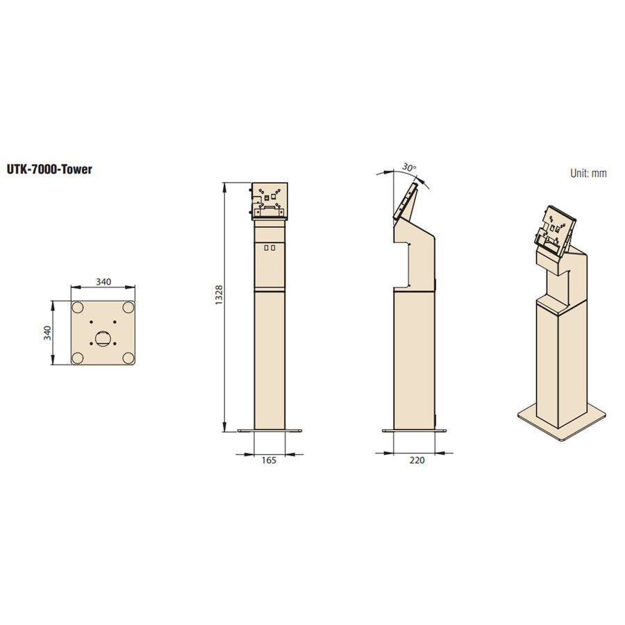 UTK-7000-TOWER - Advantech UTK-7000 Tower Floor Stand Extension for UTK Kiosk