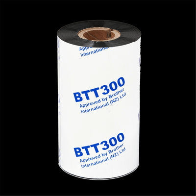 Brother Point-of-sale BTT300SWR Standard Wax Resin Pack of 6 rolls. Thermal Transfer Ink Out Ribbon 110mm width 300m length Suitable for coated/uncoated paper and tags, high gloss paper, economy synth