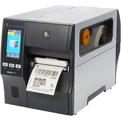 Zebra ZT41142-T2P0000Z TT Printer ZT411 4" 203 DPI UK/AU/JP/EU Cords Serial USB 10/100 Ethernet Bluetooth 4.1/MFI USB Host Cutter W/ Catch Tray EZPL