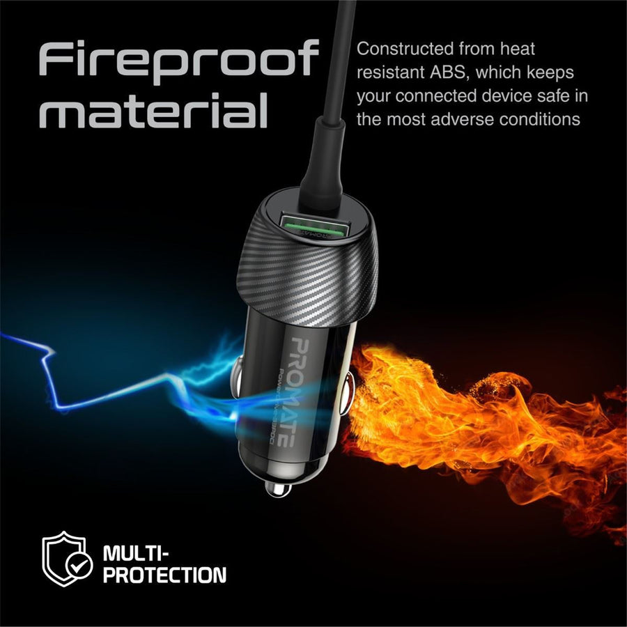 Promate POWERDRIVE33PDCI - 33W Car Charger w/ Lightning & USB-C USB-A Port Qualcomm 3.0 18W Quick Charge