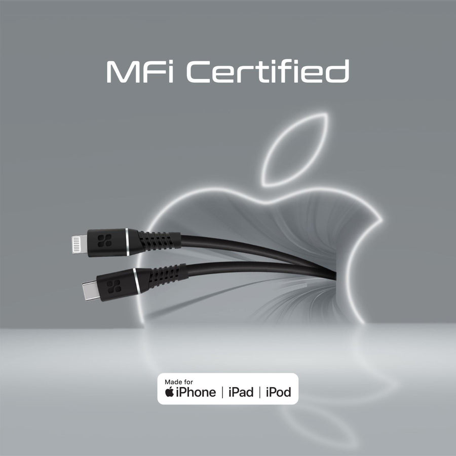Promate  POWERLINECI120BK MFi Certified - 2.2A - 480Mbps USB-C to Lightning Cable - 1.2m - Black