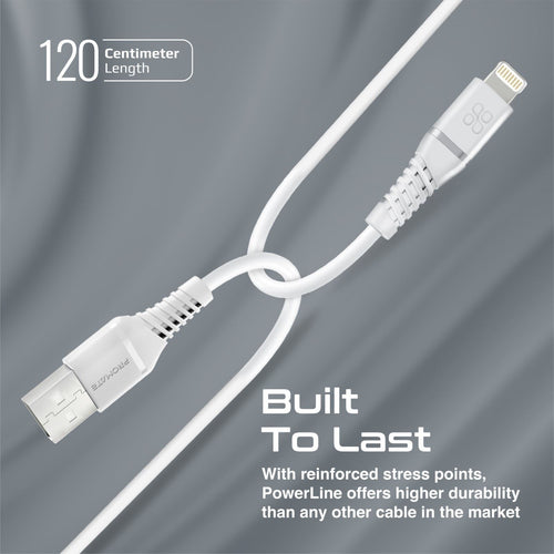 Promate  POWERLINECI120WH MFi Certified - 2.2A - 480Mbps USB-C to Lightning Cable - 1.2m - White