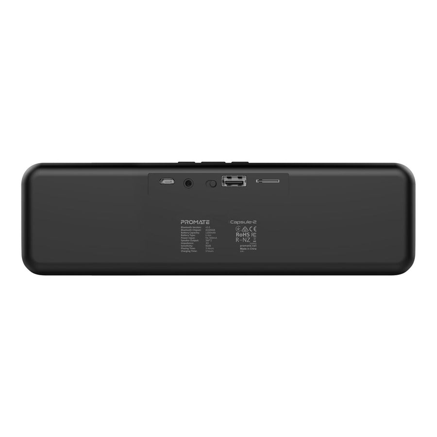 Promate CAPSULE-2-BLK - 6W Wireless HD Bluetooth Portable Speaker Built-in 1200 Lithium Battery. Up to 4 Hours