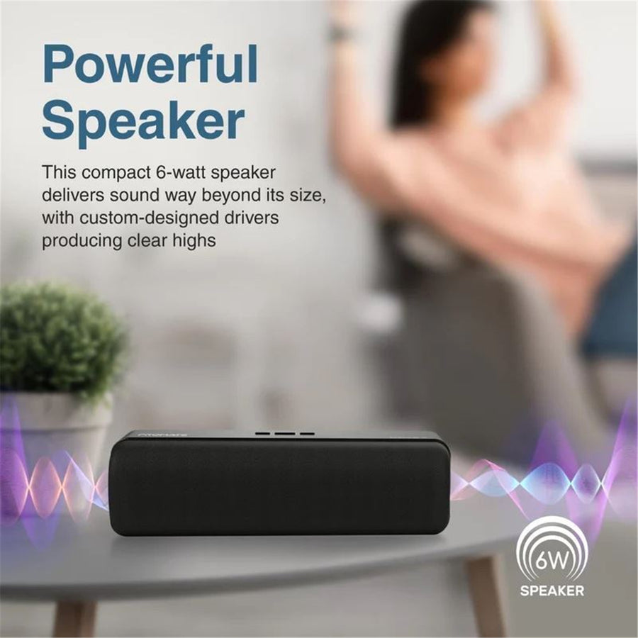 Promate CAPSULE-2-BLK - 6W Wireless HD Bluetooth Portable Speaker Built-in 1200 Lithium Battery. Up to 4 Hours