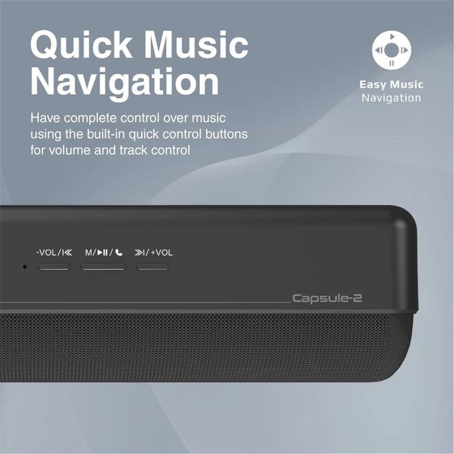 Promate CAPSULE-2-BLK - 6W Wireless HD Bluetooth Portable Speaker Built-in 1200 Lithium Battery. Up to 4 Hours