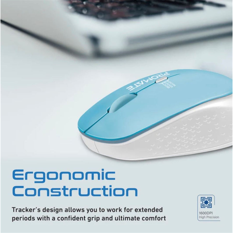 Promate TRACKER-BL - Ergonomic Wireless Mouse 800/1200/1600 Dpi 10m Working Range Blue
