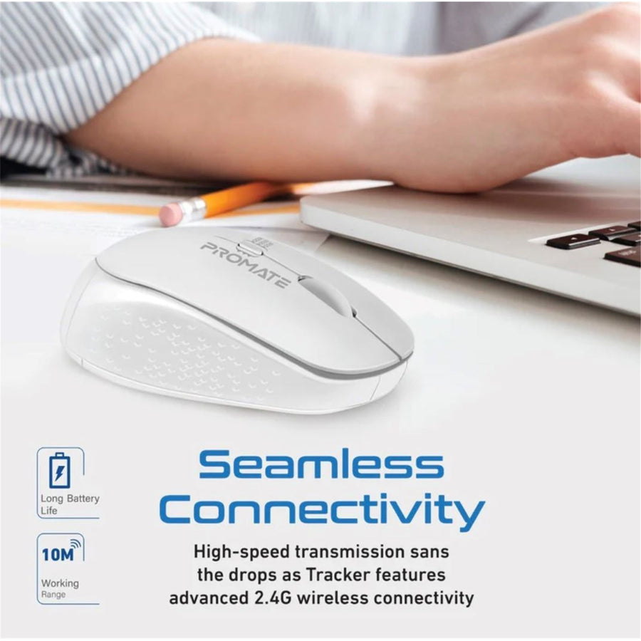Promate  TRACKER.WH Ergonomic Wireless Mouse - White