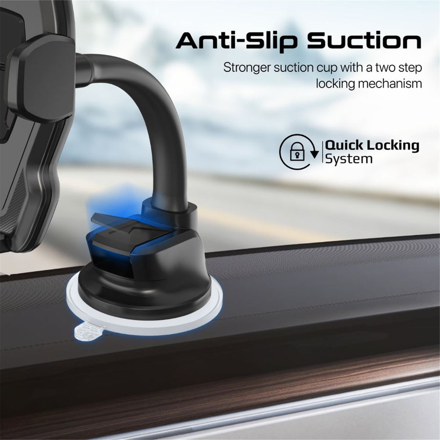 Promate DASHMOUNT - UniverSmartphone Mount w/ Flexible Gooseneck. Includes Anti-Slip Suction Pad