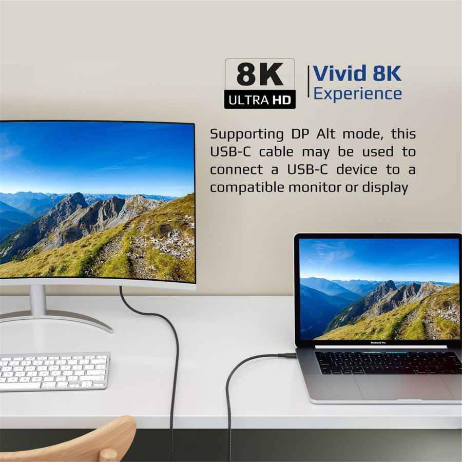 Promate POWERBOLT240-2M - 2M USB-C to USB-C Cable. Thunderbolt 3 240W Super Speed Fast Charging 40Gbps