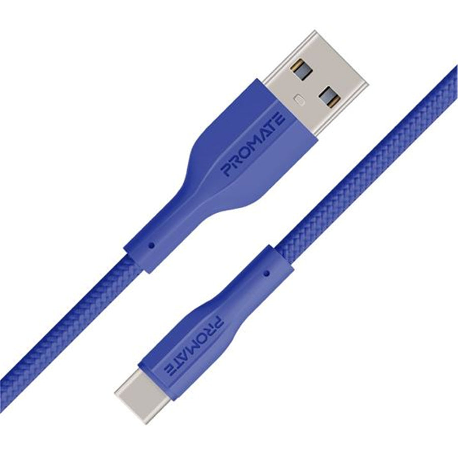 Promate XCORD-AC-BL - 1M USB-A to USB-C Super Flexible Cable. Supports 2A Charging & 480Mbps Data