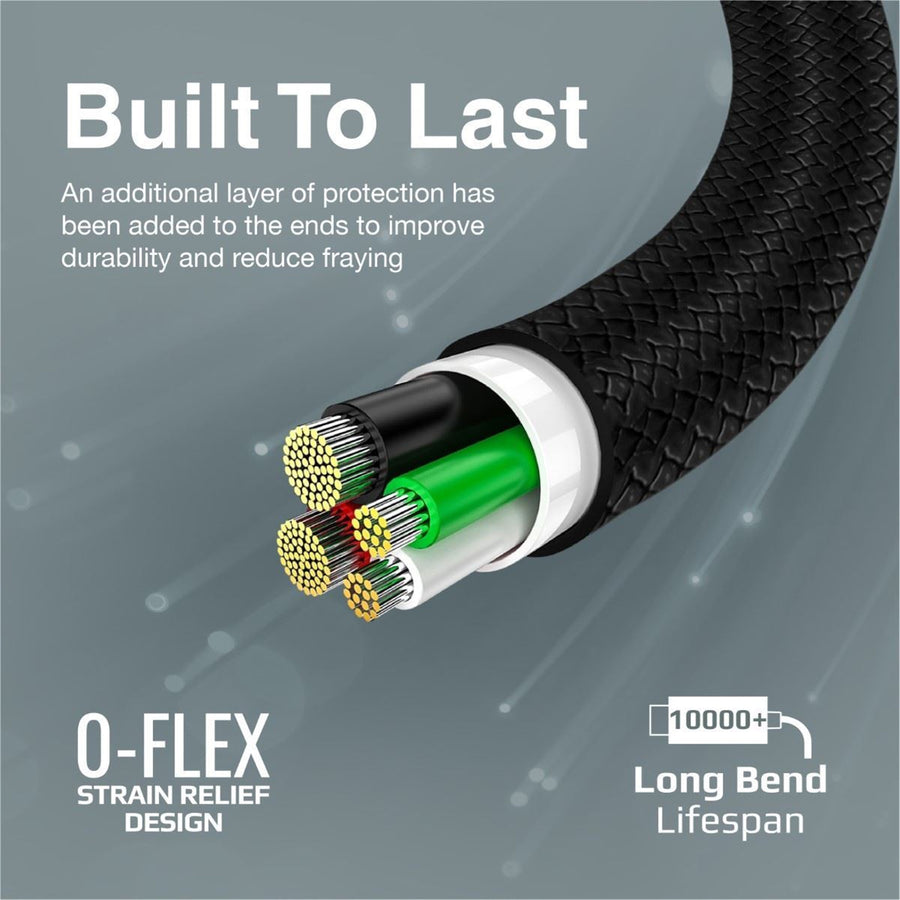 Promate XCORD-CC-BLK - 1M USB-C to USB-C Super Flexible Cable. Supports 2A Charging & 480Mbps Data