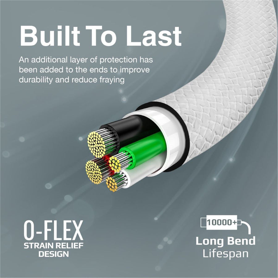 Promate XCORD-CC-WHT - 1M USB-C to USB-C Super Flexible Cable. Supports 2A Charging & 480Mbps Data