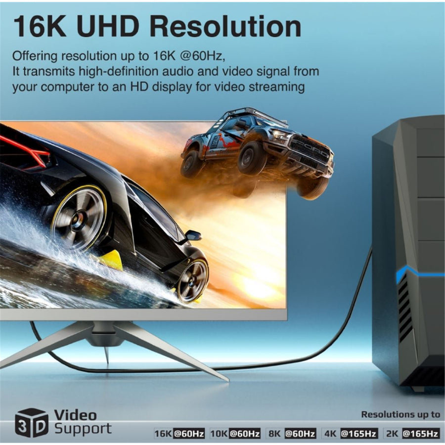 Promate DPLINK-16K - 2m 2.0 DisplayPort Cable. Supports HD up to 16K@60Hz Supports 80Gbps Data Transfer
