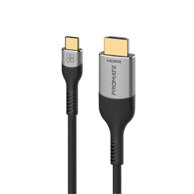 Promate  MEDIACORD-8K 8K 60Hz - 48Gbps USB-C to HDMI Cable - 1.8m - Silver/Black