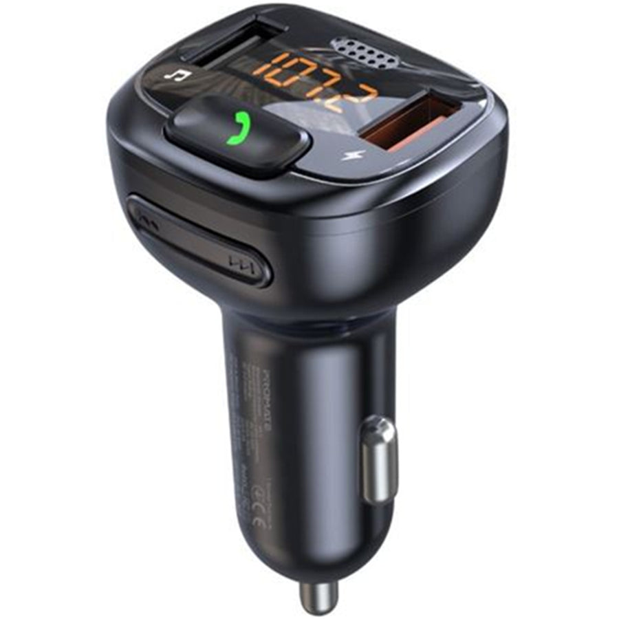 Promate SMARTUNE-4 - Wirless In-Car FM Transmitter Handsfree & QC3.0. Bult-in Mic Bluetooth SD
