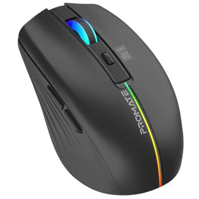 Promate Ergonomic Wireless Optical Mouse w/ LED Rainbow Lights & 500mAh Rechargable Battery